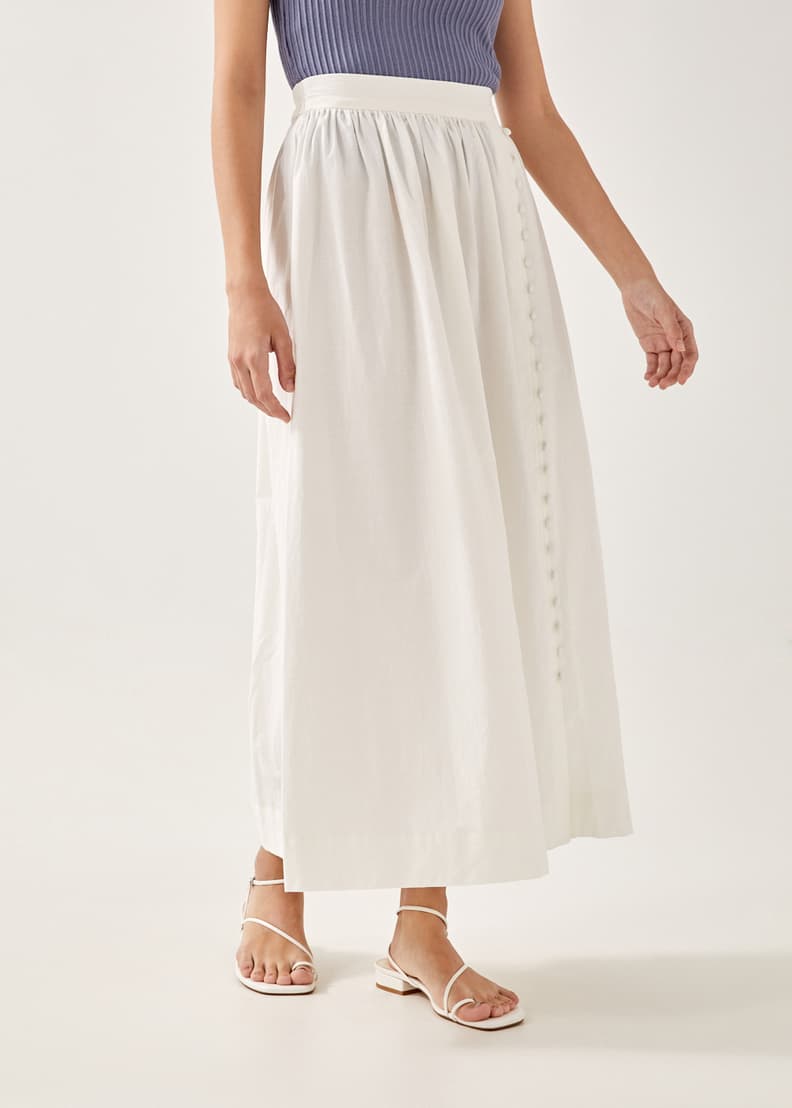 Elastic waist sales button front skirt