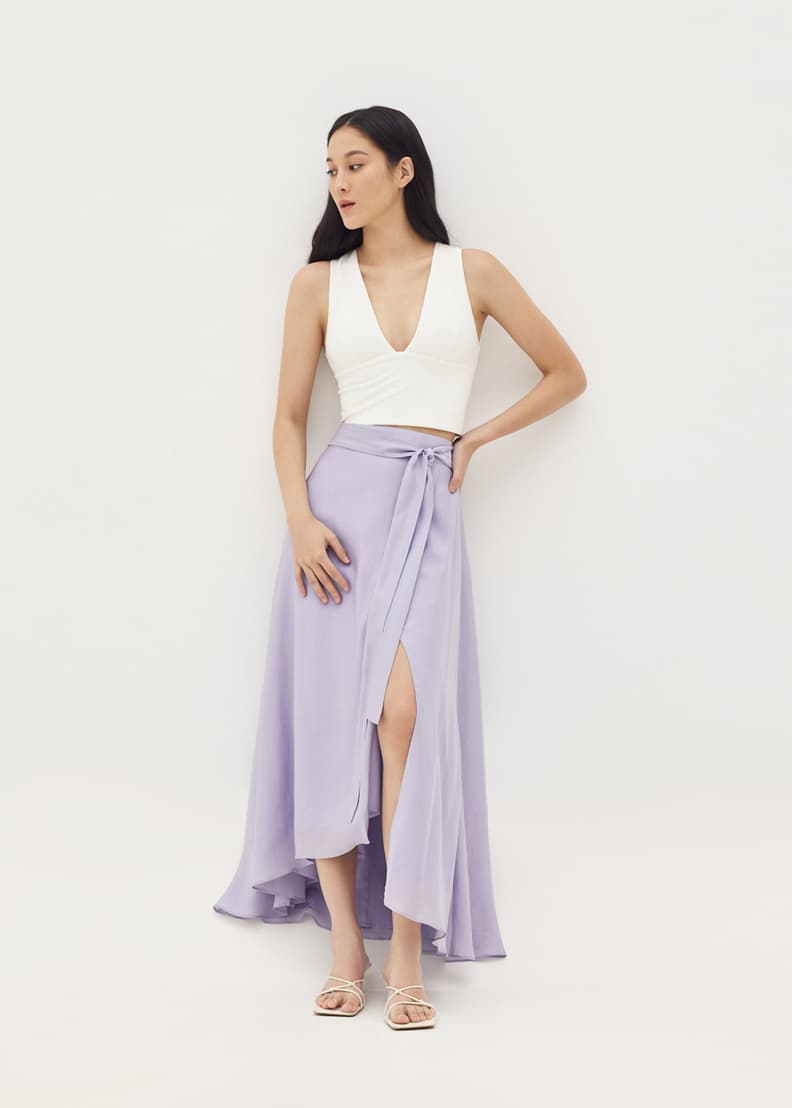 Long wrap deals flare skirt