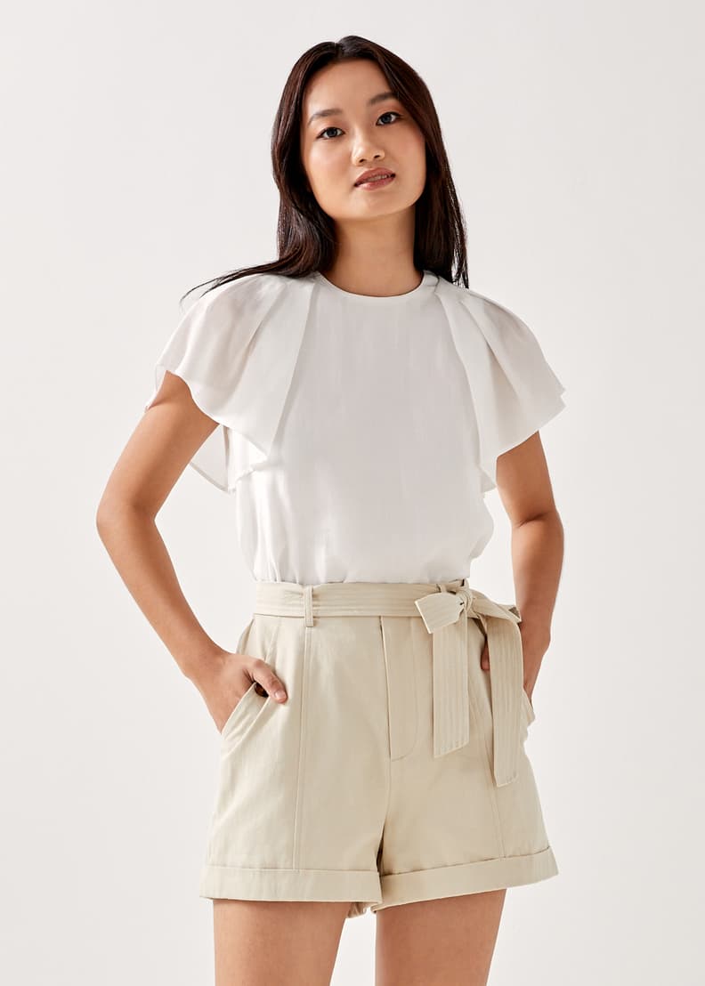 White deals cuffed shorts