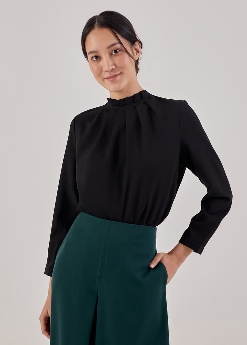 Buy Sophia Pleat Neck Blouse @ Love, Bonito Singapore | Shop 