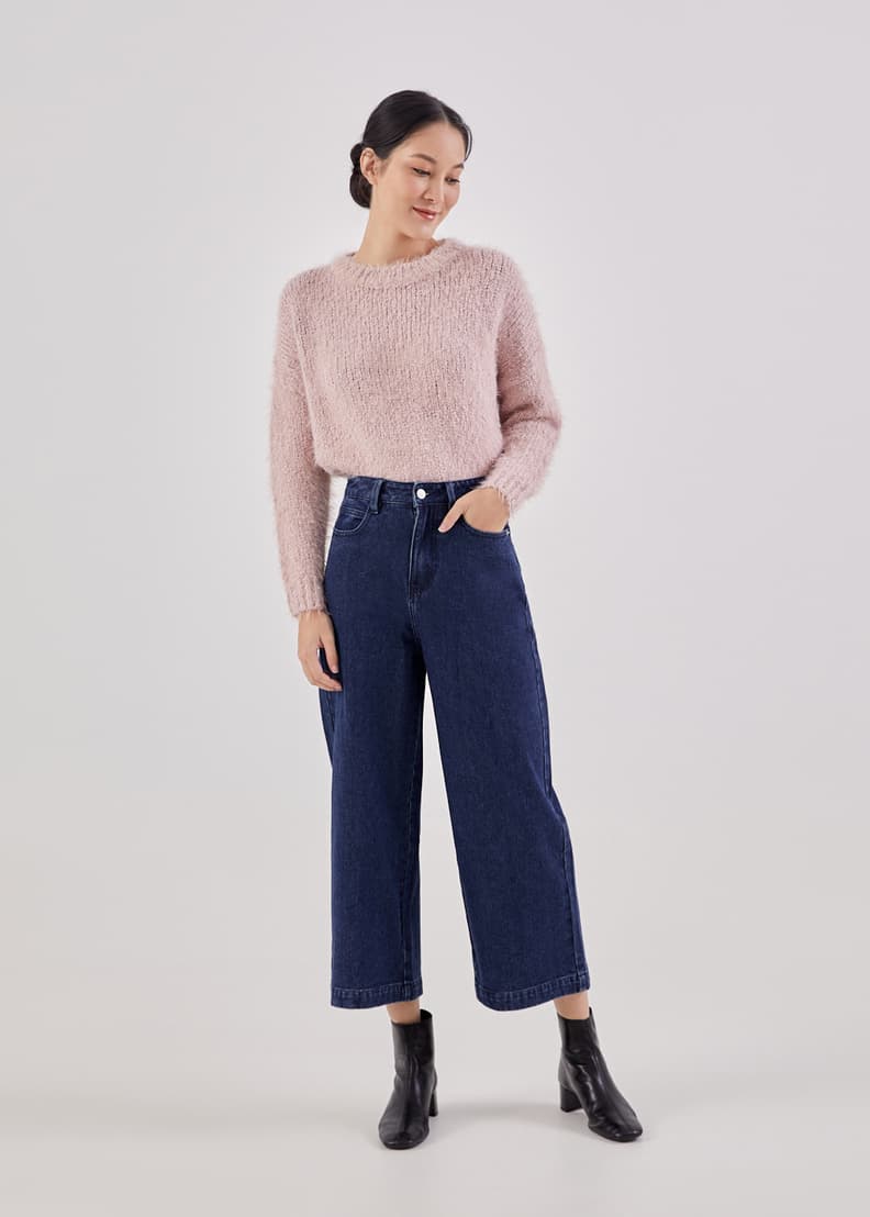 Denim cropped hot sale trousers