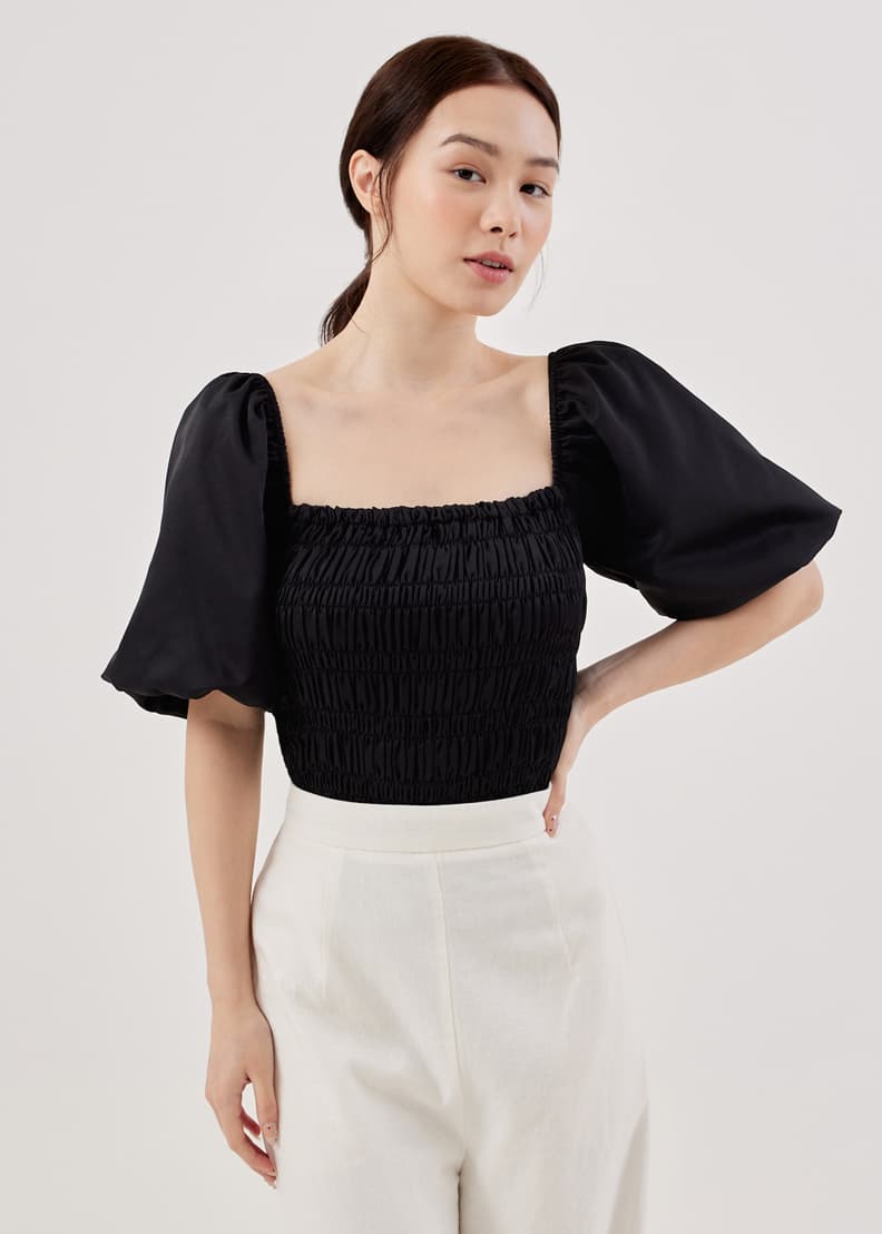 Puff sleeve smocked top best sale