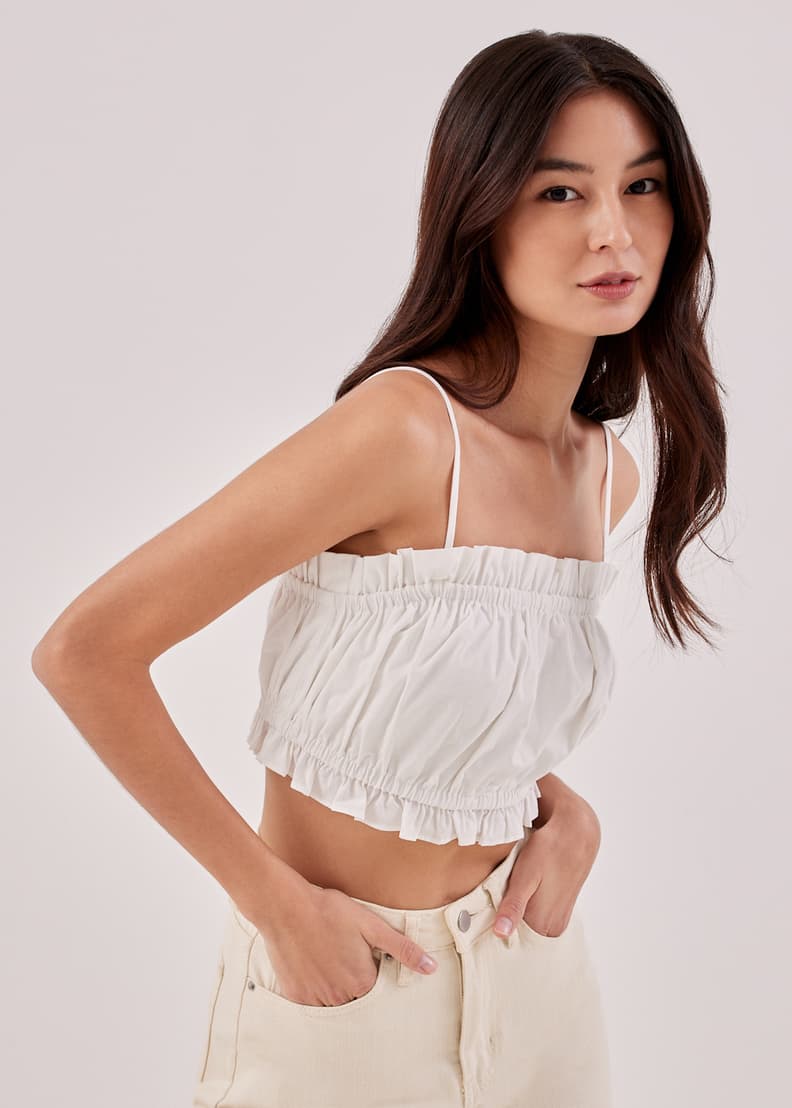 Cropped frill top deals