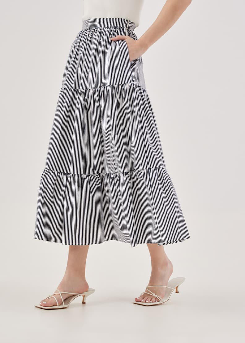 Striped tiered skirt hot sale