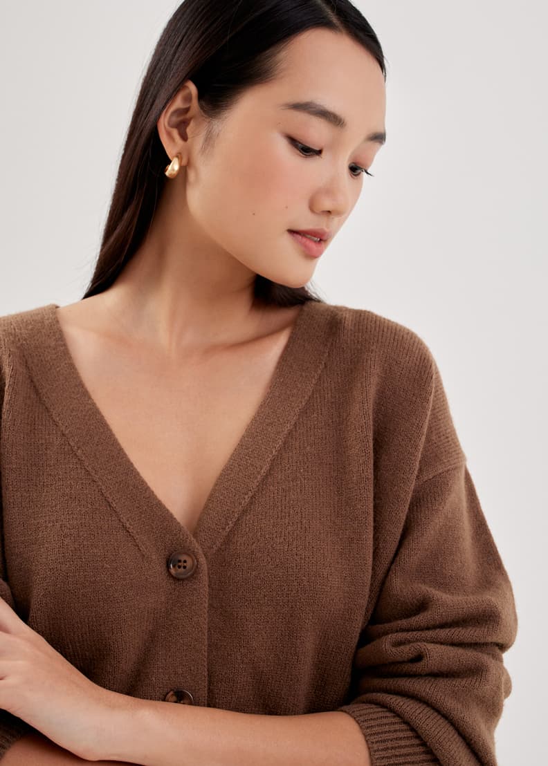 Herina Fuzzy Yarn Cropped Cardigan