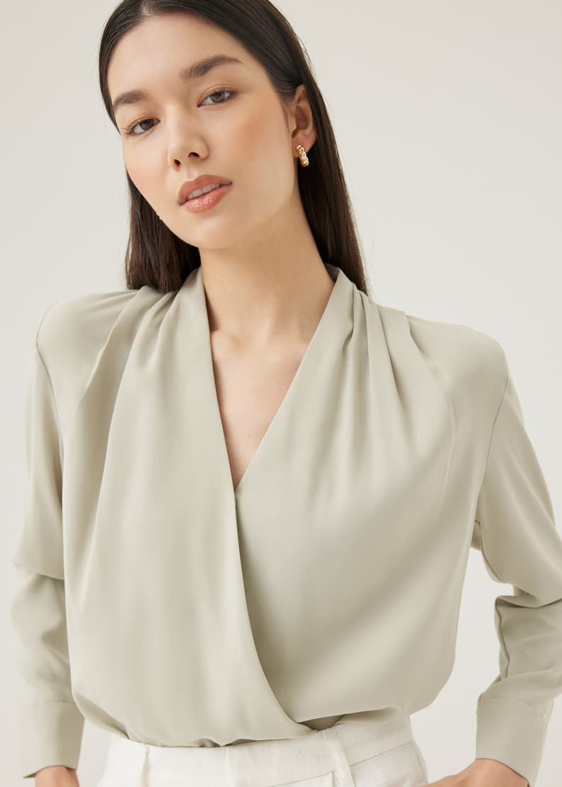 V neck shop wrap blouse