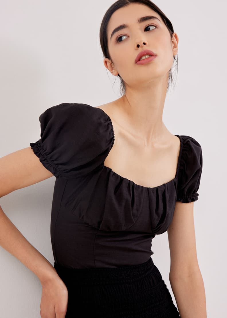 Bustier puff cheap sleeve top