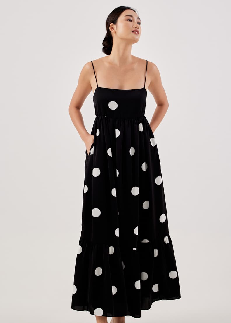 Flyn Polka Dot Babydoll Maxi Dress