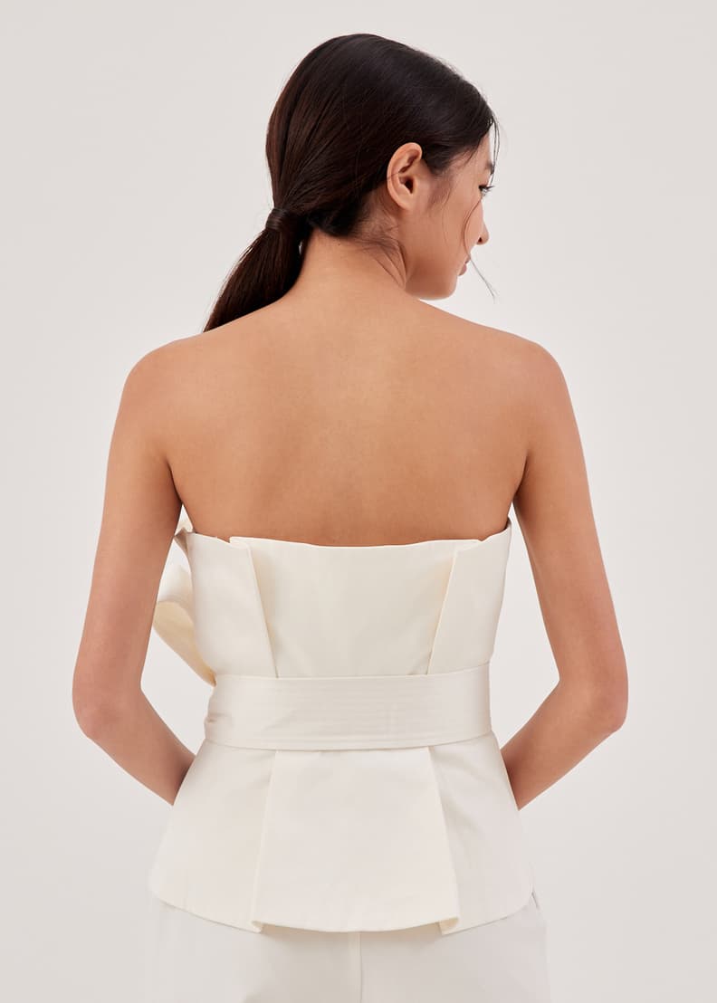 White strapless bustier top sale