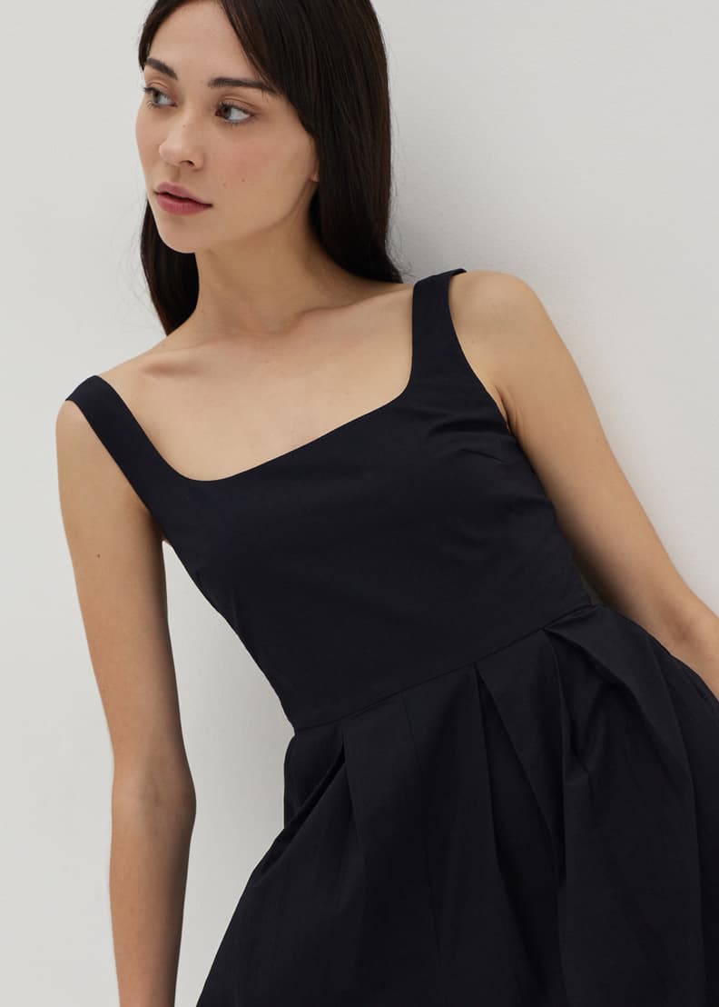 Rivka Pleat Square Neck Romper
