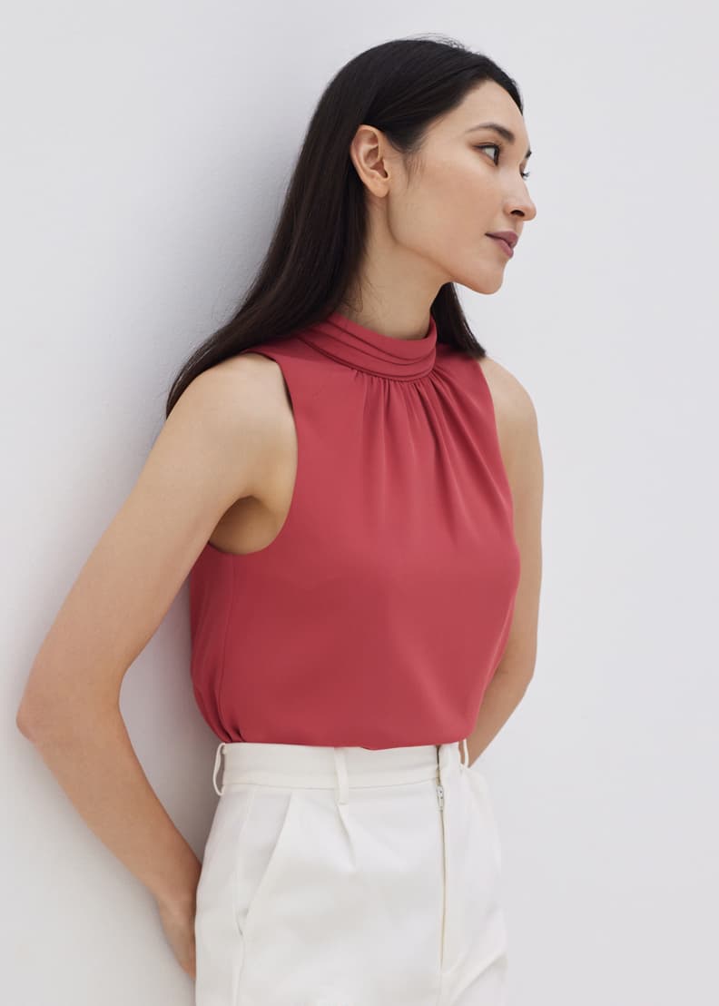 Red high neck top store