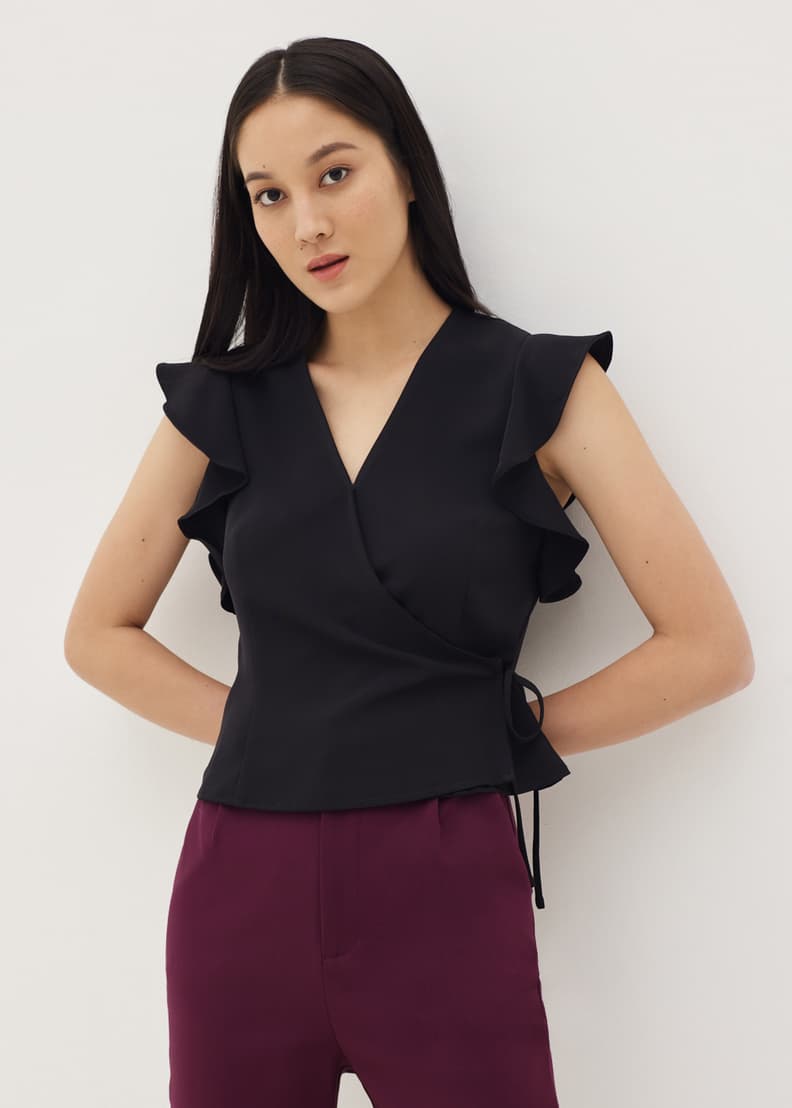 Caylee Ruffle Sleeve Wrap Top