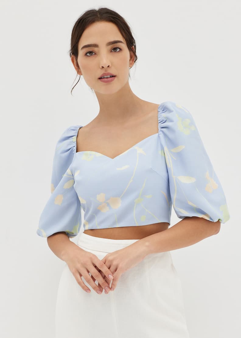 Leda Puff Sleeve Crop Top in Springday Dream | Love, Bonito PH