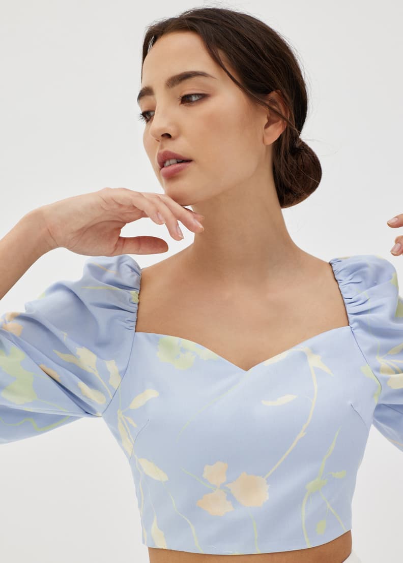 Puff sleeve bra 2025 top