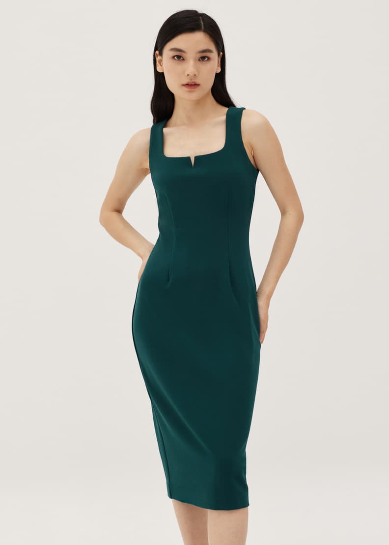 Yahvi Pink Tailored Midi Dress | Elegant wedding guest dress, Wedding guest dress, A line skirt 