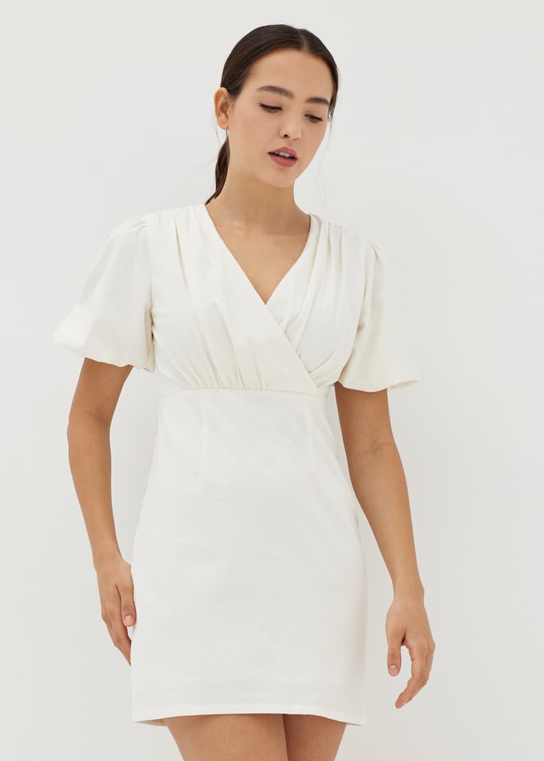 White short sleeve wrap sales dress