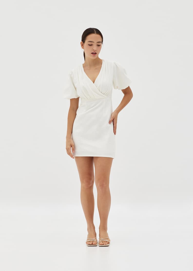 White wrap dress deals short