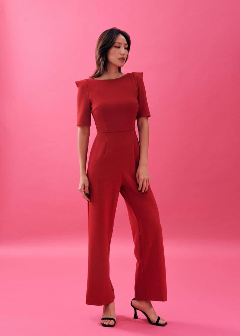 Sleeved jumpsuit hot sale