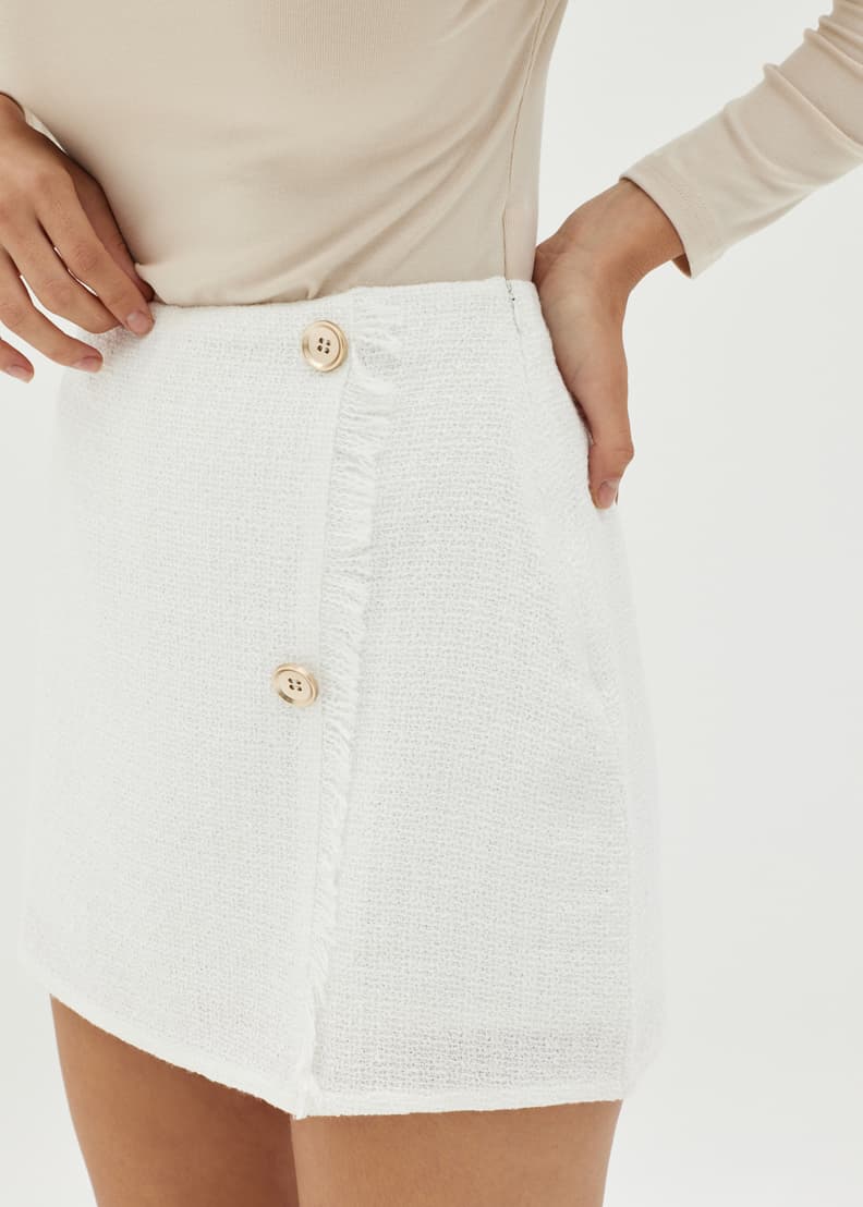 Tweed button front discount skirt