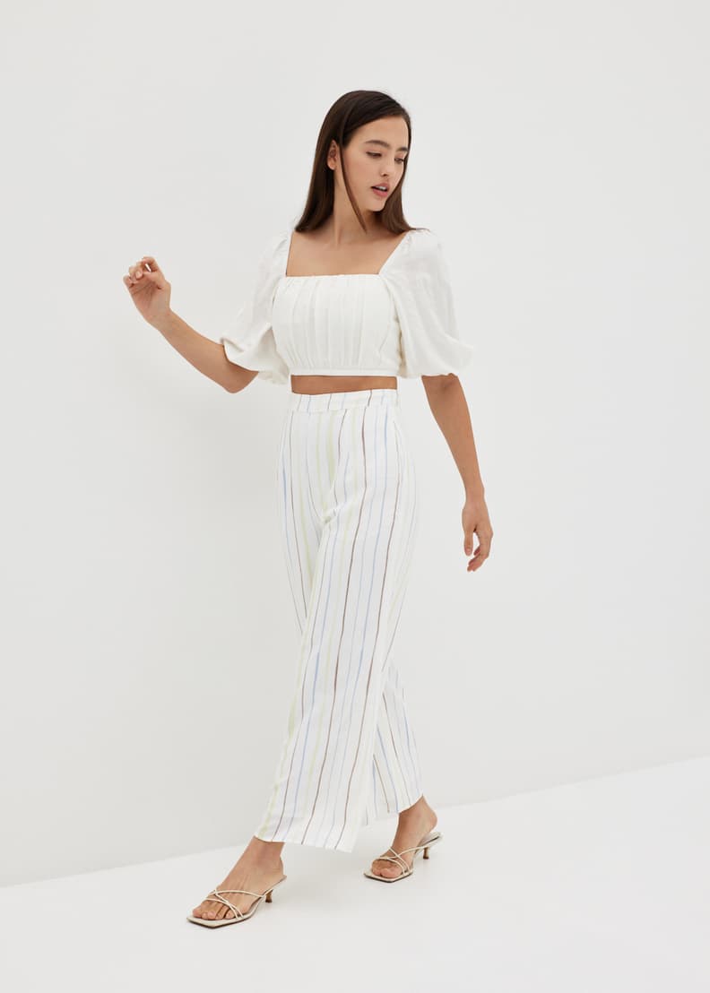 White palazzo best sale with top