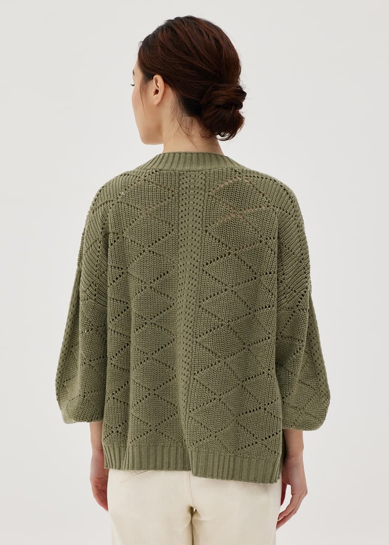 Puff sleeve cardigan sweater shop