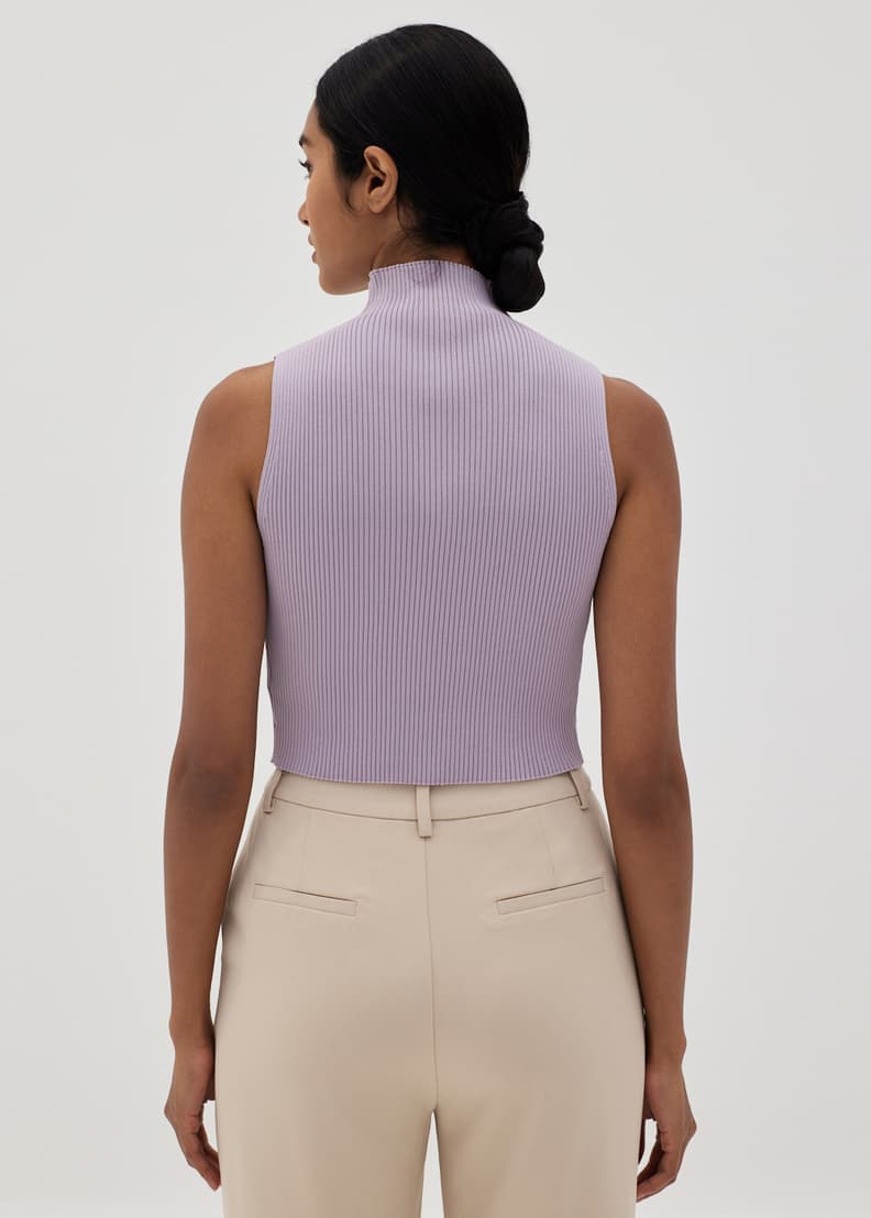 White ribbed sales high neck top