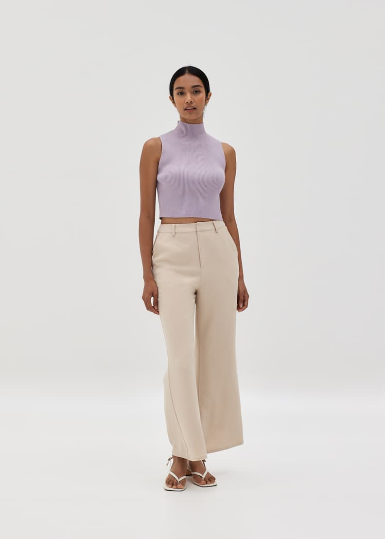 White ribbed high neck top sale