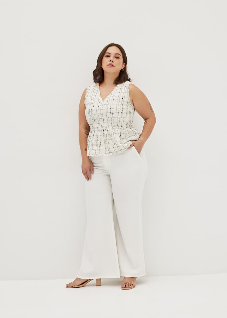 White peplum clearance plus size top