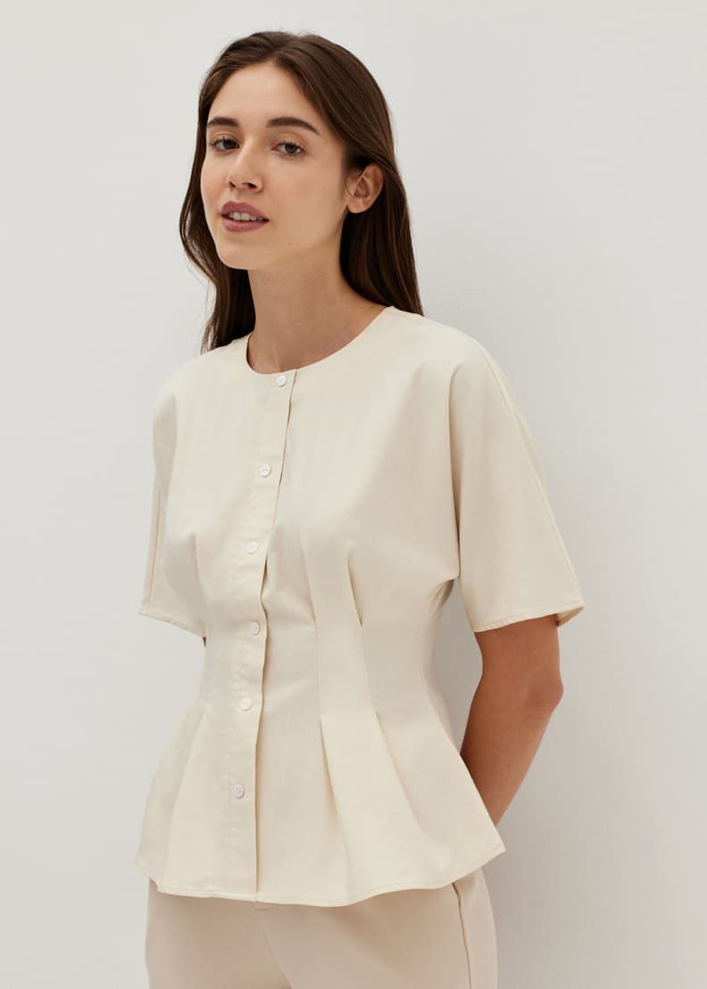 Button down peplum top discount