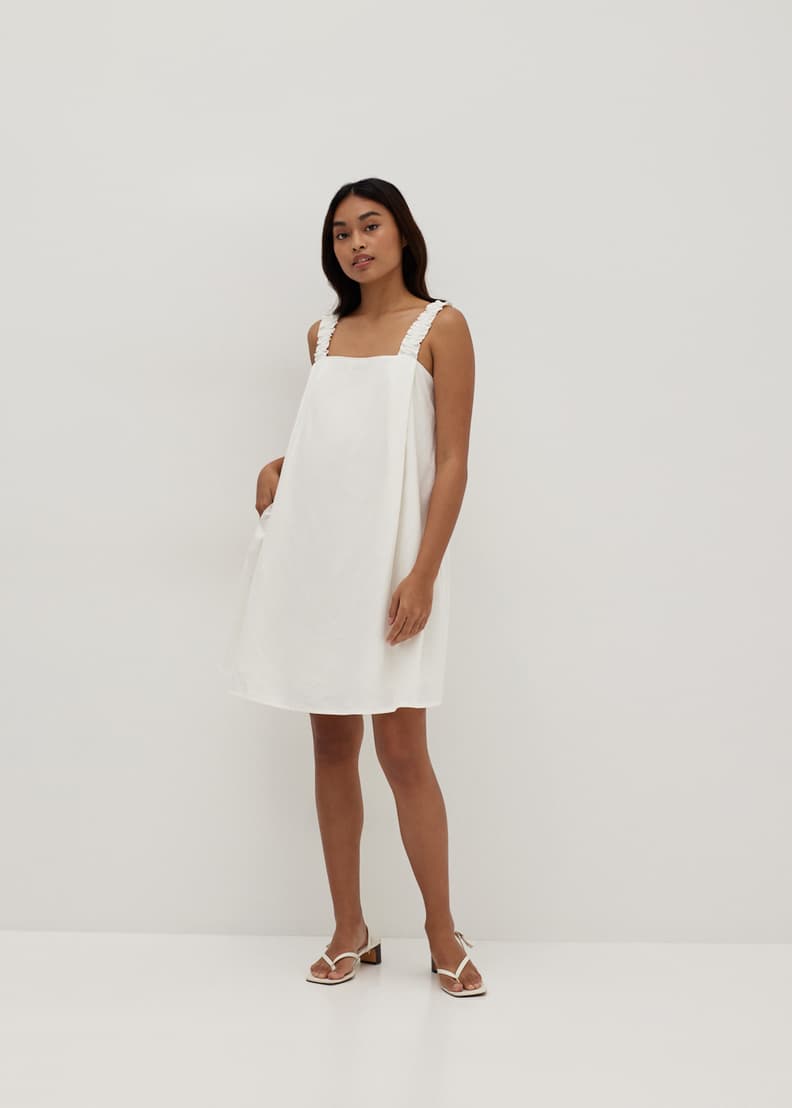 White sleeveless outlet linen dress