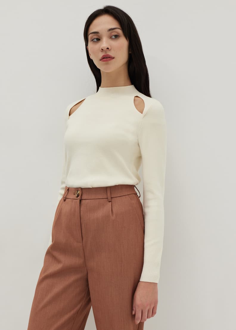 Trinity Cold Shoulder Mock Neck Top Love Bonito US