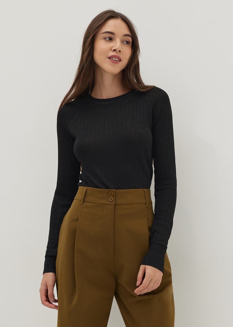 Buy Wiley Lurex Glitter Ribbed Knit Top Love Bonito Singapore