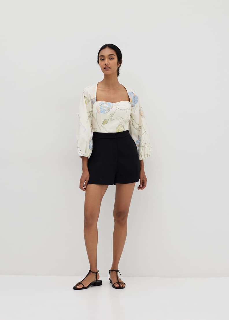 Puff sleeve bustier top deals