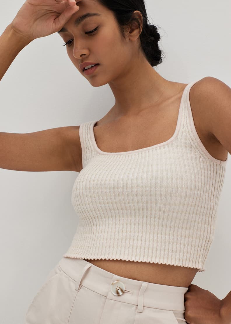 White knit hotsell crop top