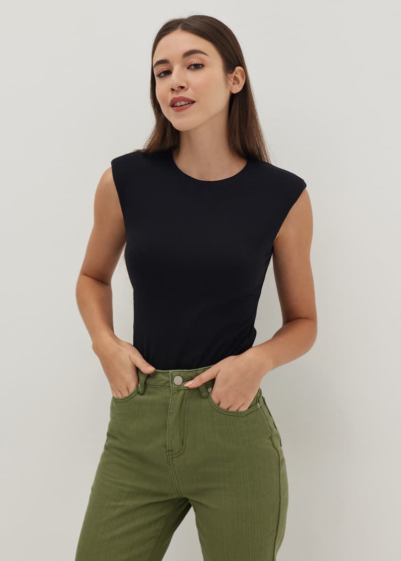 Padded shoulder top womens online
