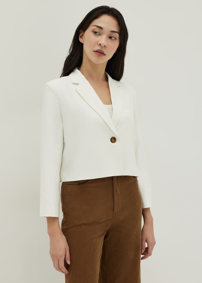 White top cropped blazer