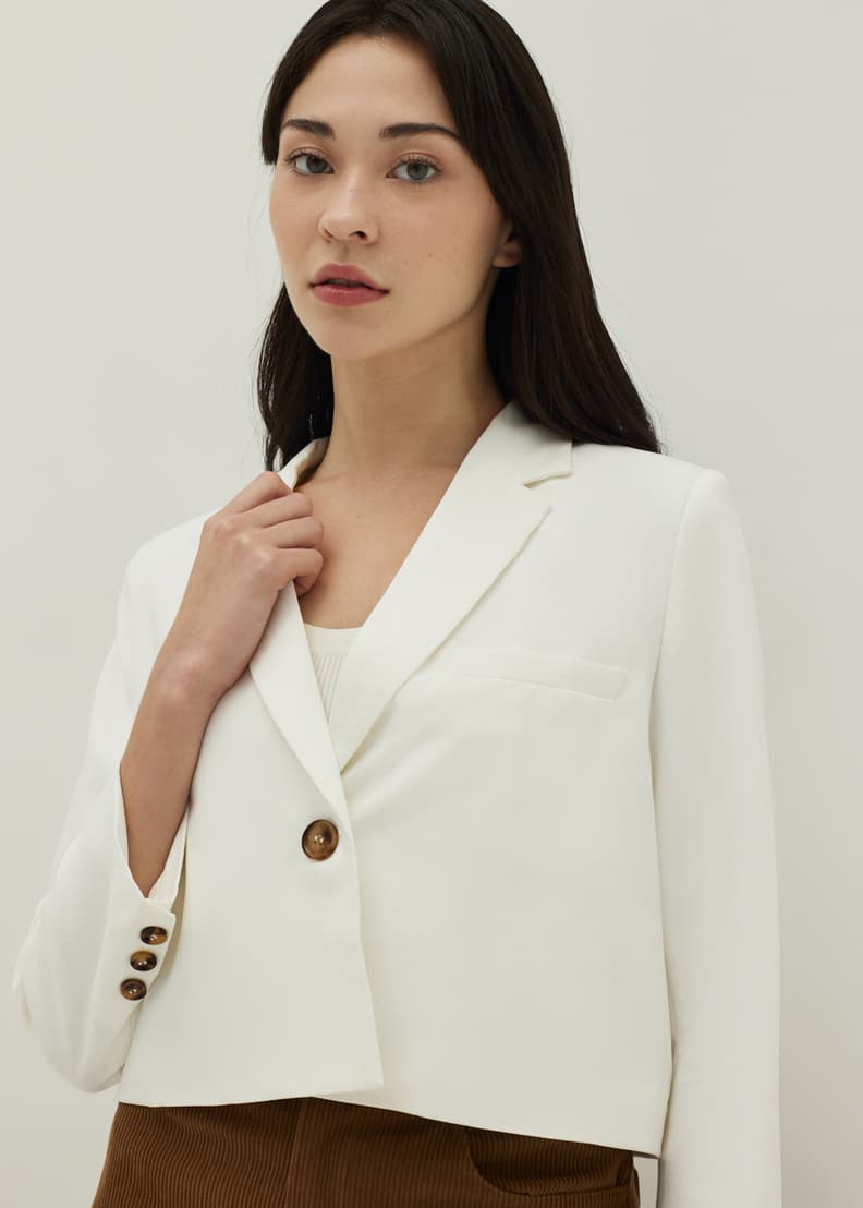 White cropped cheap blazer jacket