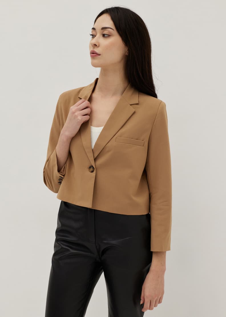 Tan clearance cropped blazer