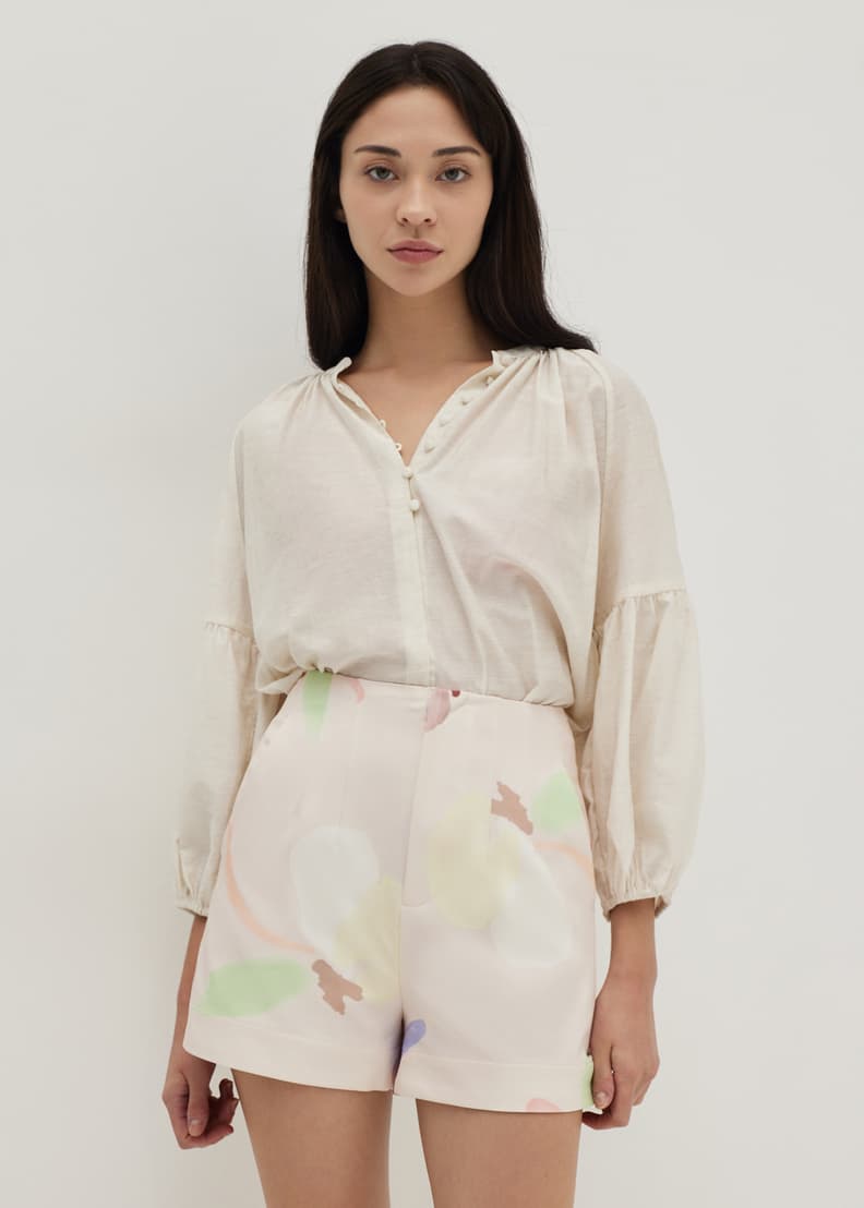 White best sale silk shorts