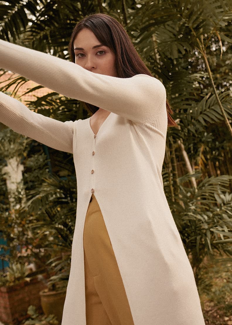 Full length outlet knit cardigan