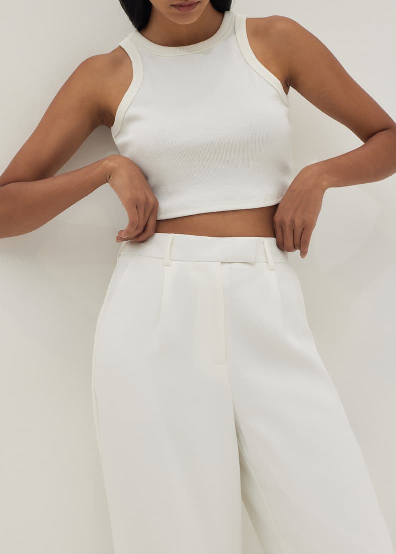 White cropped sales palazzo pants