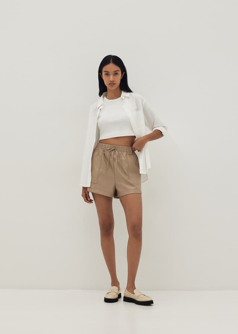 Norah Elastic Faux Leather Shorts