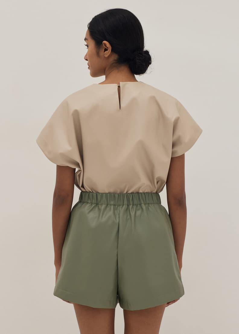 Norah Elastic Faux Leather Shorts