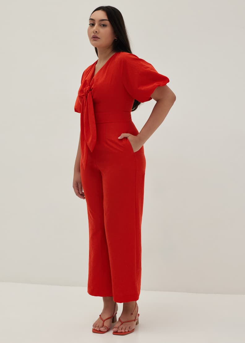 Tie front hotsell jumpsuit
