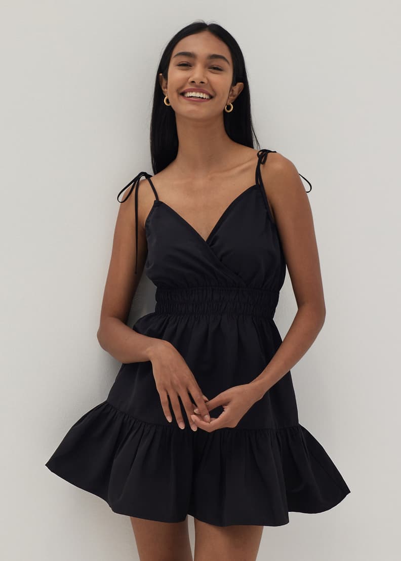 Darla Tie Shoulder Tiered Mini Dress | Love, Bonito US