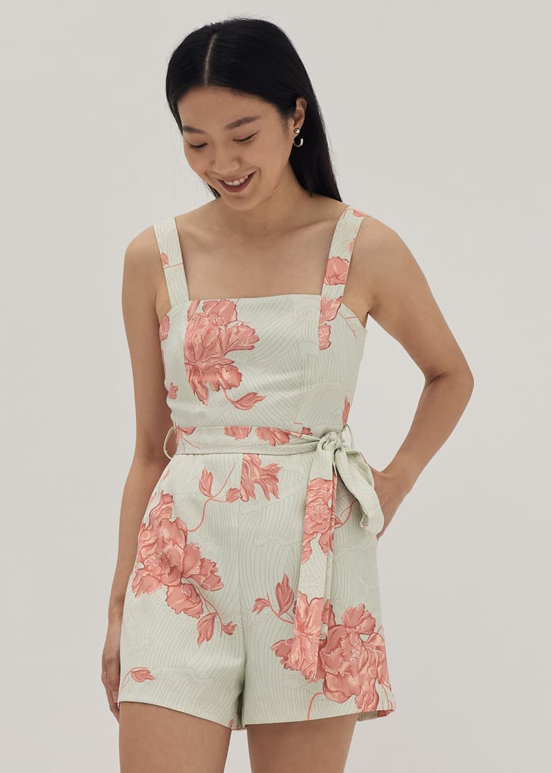 Square top neck romper