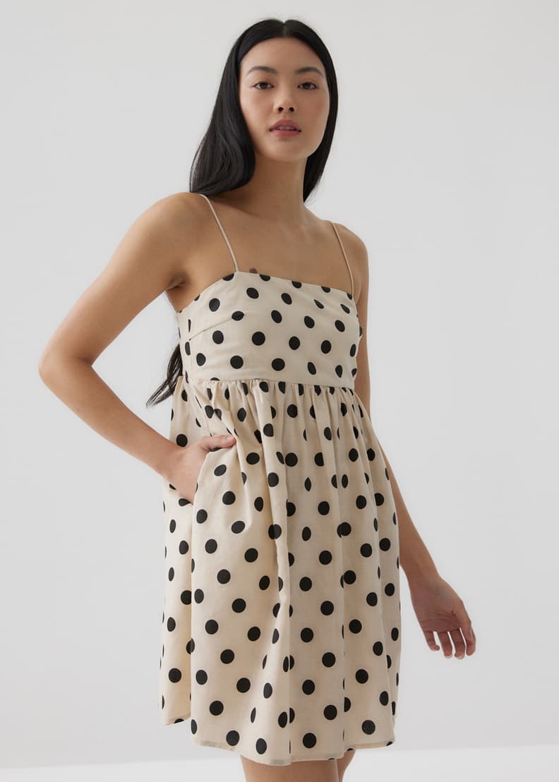 Linen polka dot dress top