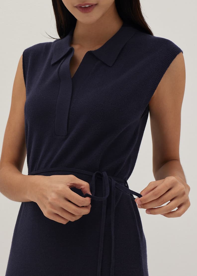 Gabby Collared Knit Midi Dress Love Bonito ID