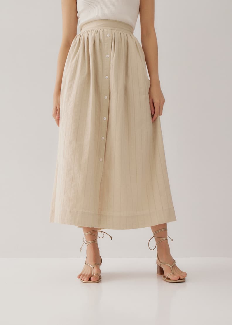 Elastic waist textured skirt 2025