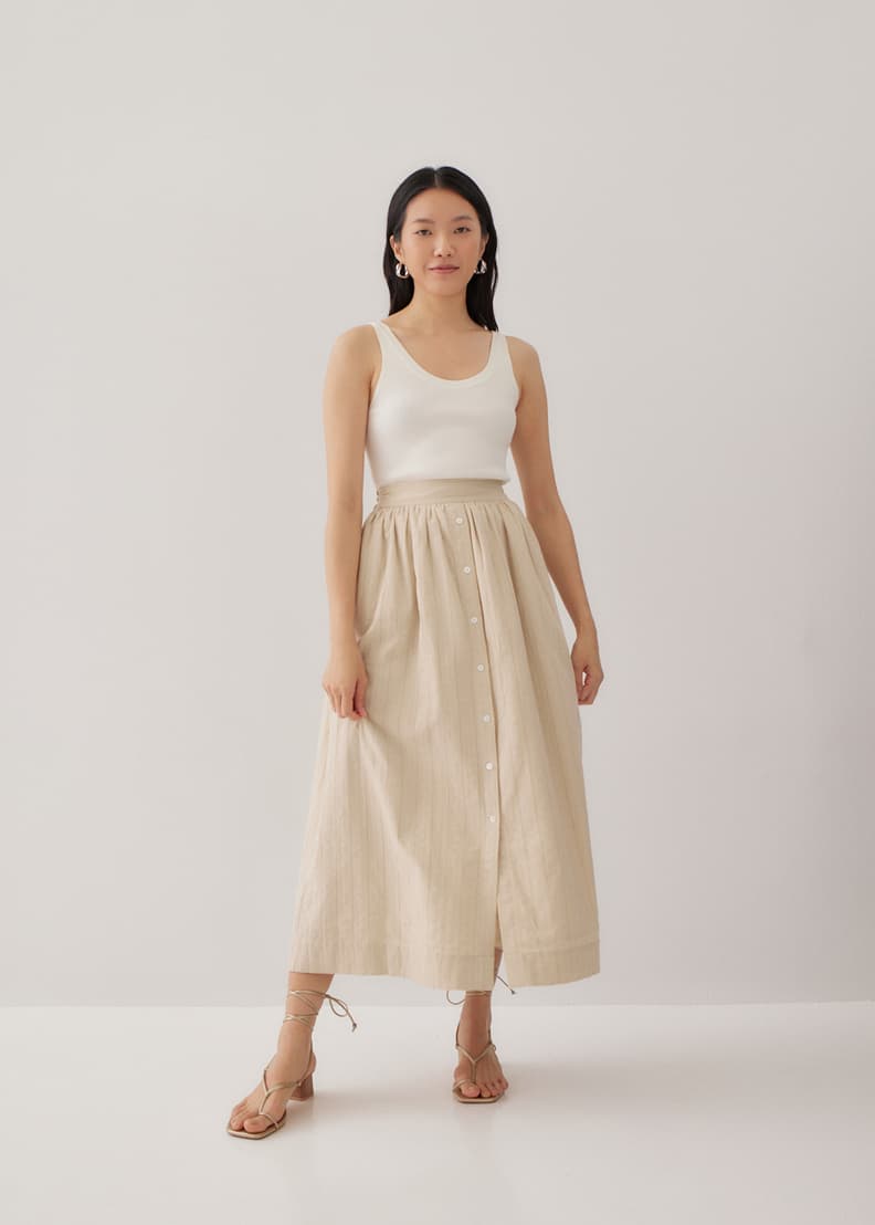Elastic waist 2025 textured skirt